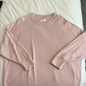 Aerie Light Pink Ribbed Crewneck Sweater